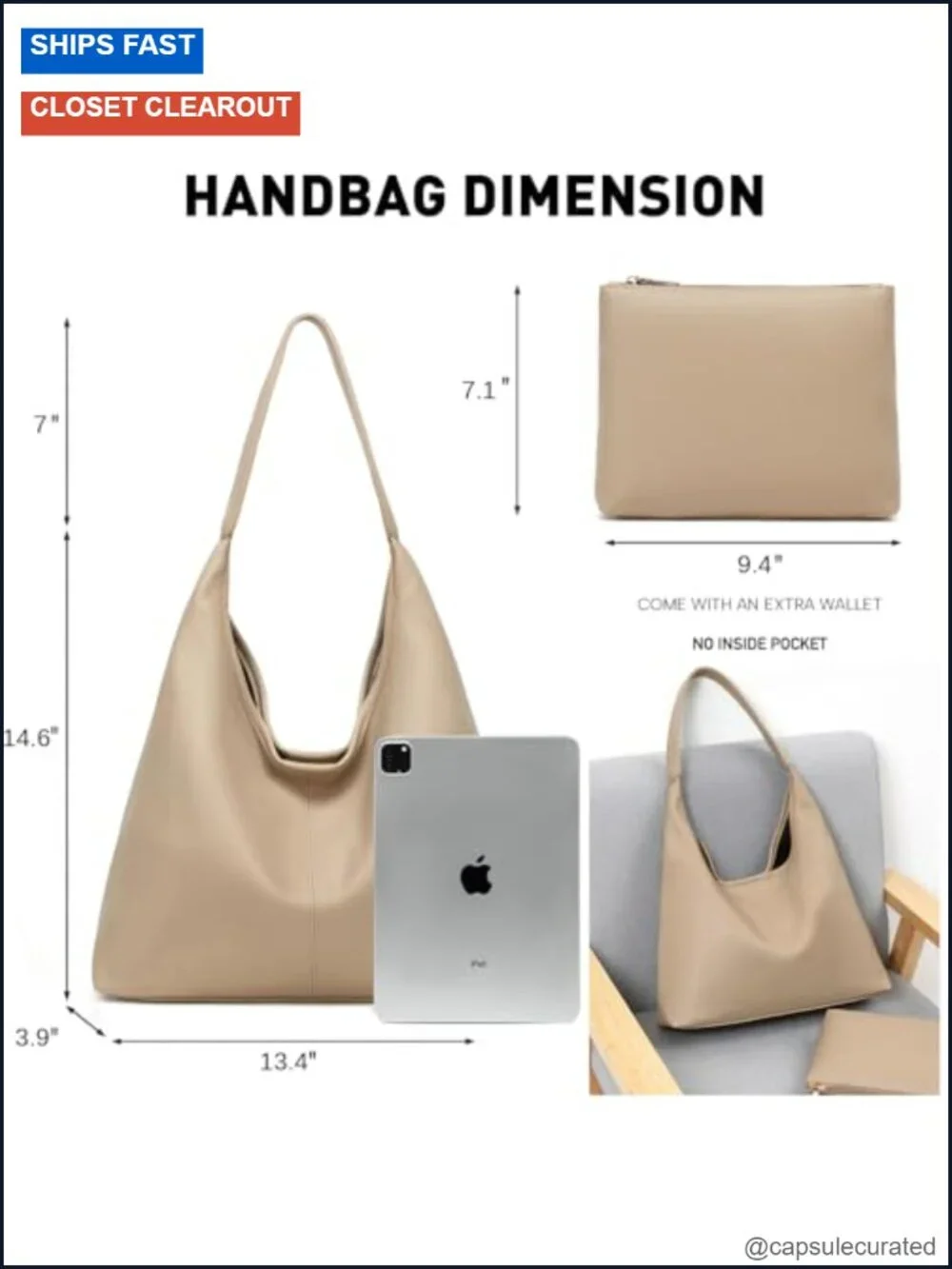 Women's Slouchy PU Leather Hobo Bag Large Shoulder Tote